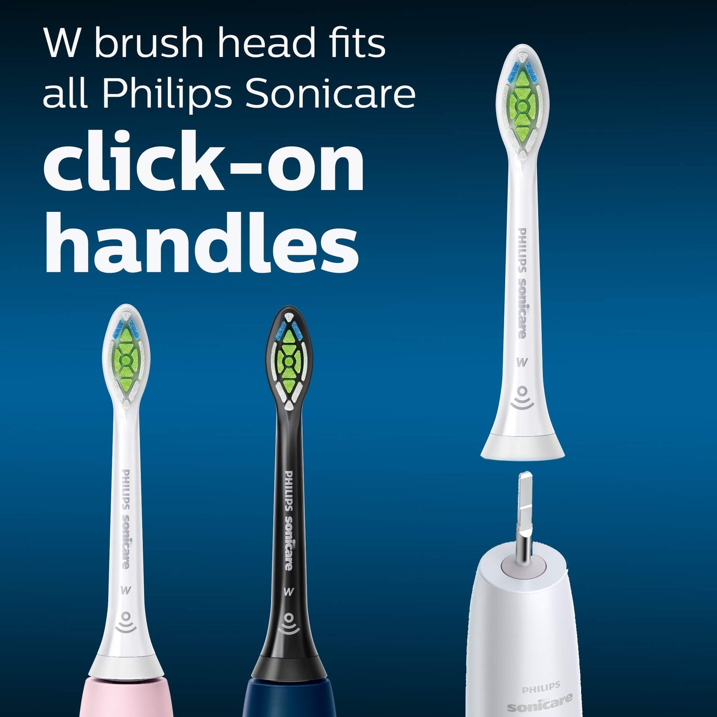 Philips Sonicare Genuine W DiamondClean Replacement Toothbrush Heads, 3 Brush Heads, White, HX6063/65