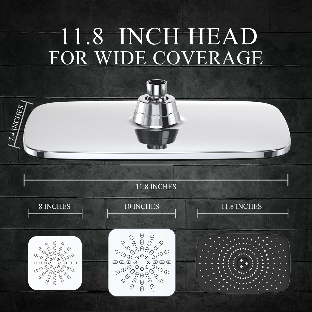 Veken Wide Rain Shower Head with 6 Modes Handheld Water Spray，High Pressure Showerhead Combo with Arm for Bathroom Accessories，Home Decor Adjustable Dual Shower with Anti-Clog Nozzles,Silver Chrome