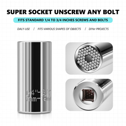 DNA MOTORING T-handle Screwdriver Set With Super Socket Fits Standard 1/4 to 3/4 Inches Screws and Bolts,15pcs CRV Bits, 19 In 1 Tool Set, Blue, Tools-00418