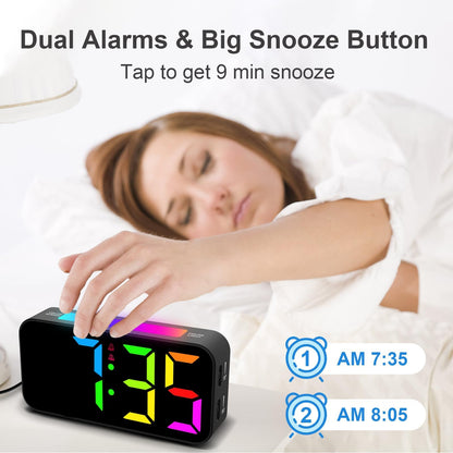 Topski Loud Alarm Clocks for Bedrooms Heavy Sleepers, Plug-in Digital Bedside Clock with Night Light, Large Display, Dual Alarm, Snooze, Dimmable for Kids Teens Boys Girls