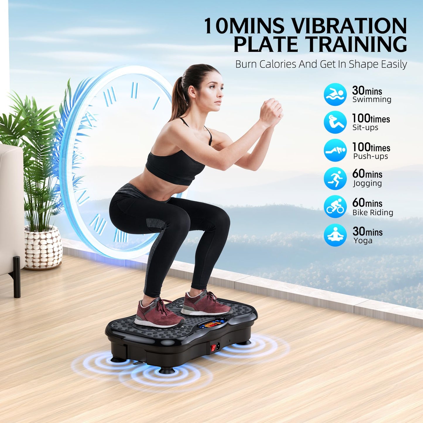 GMCXAX Vibration Plate Exercise Machine, Lymphatic Drainage Machine for Weight Loss, Lymphatic Drainage & Muscle Recovery, Multiple Speeds with Bluetooth & Remote, Max User Weight 330lbs