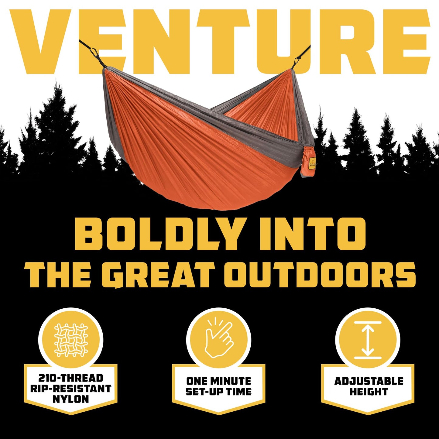 Wise Owl Outfitters Hammock for Camping Single Hammocks Gear for The Outdoors Backpacking Survival or Travel - Portable Lightweight Parachute Nylon SO Orange & Grey