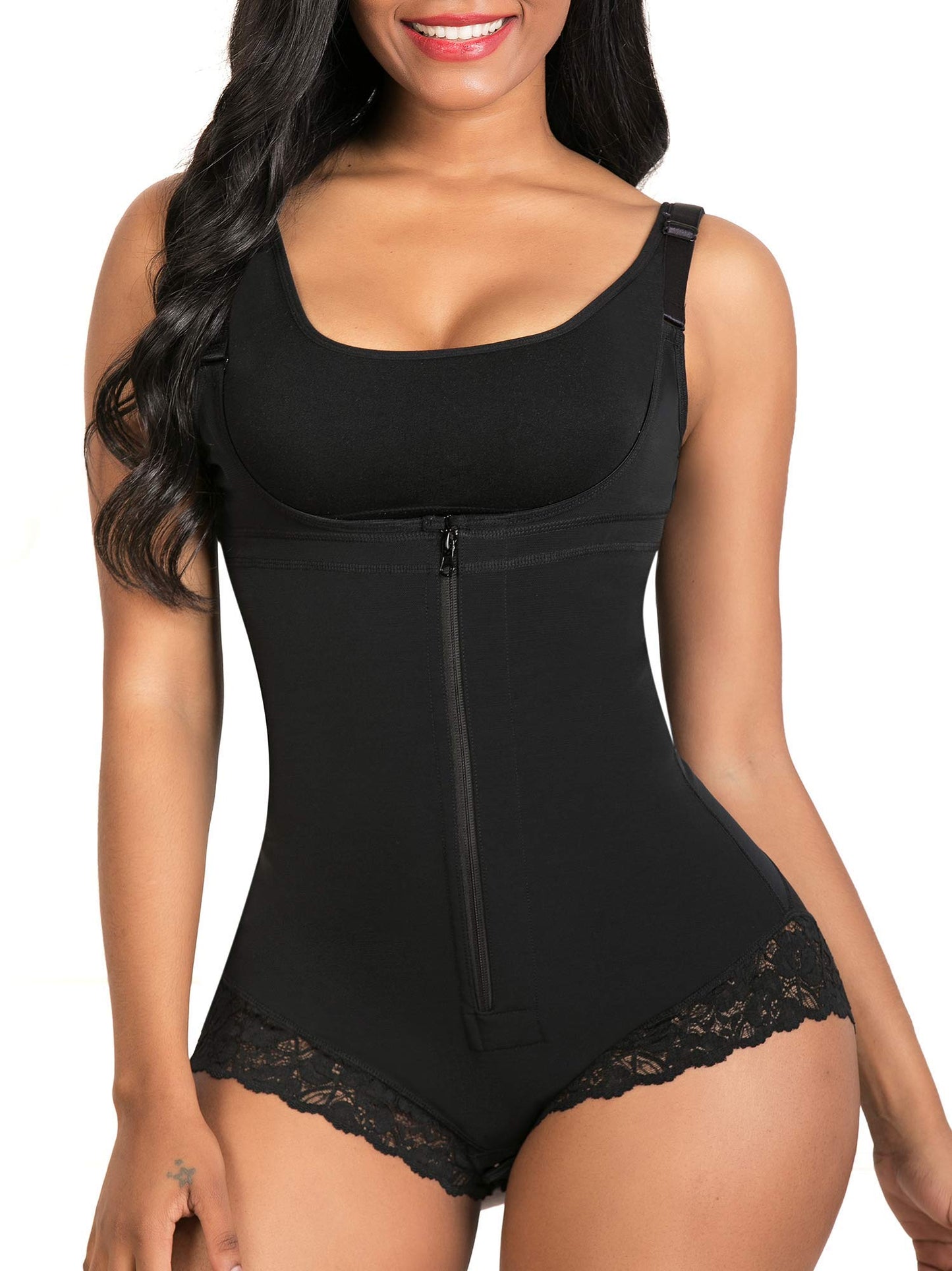 SHAPERX Women's Fajas Colombianas Shapewear Postpartum Tummy Control Body Shaper Butt Lifter Bodysuit,SZ7200-Black-XL