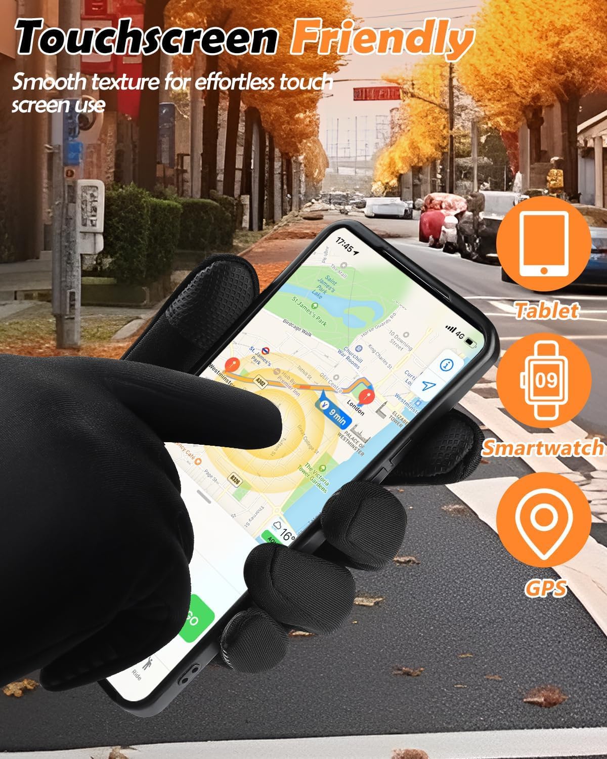 LOUXPERT Winter Waterproof Gloves for Women: Water Proof Touch Screen Gloves for Men Running Hiking, Cold Weather Touchscreen Phone Texting Warm Snow Water Resistant Thermal Black