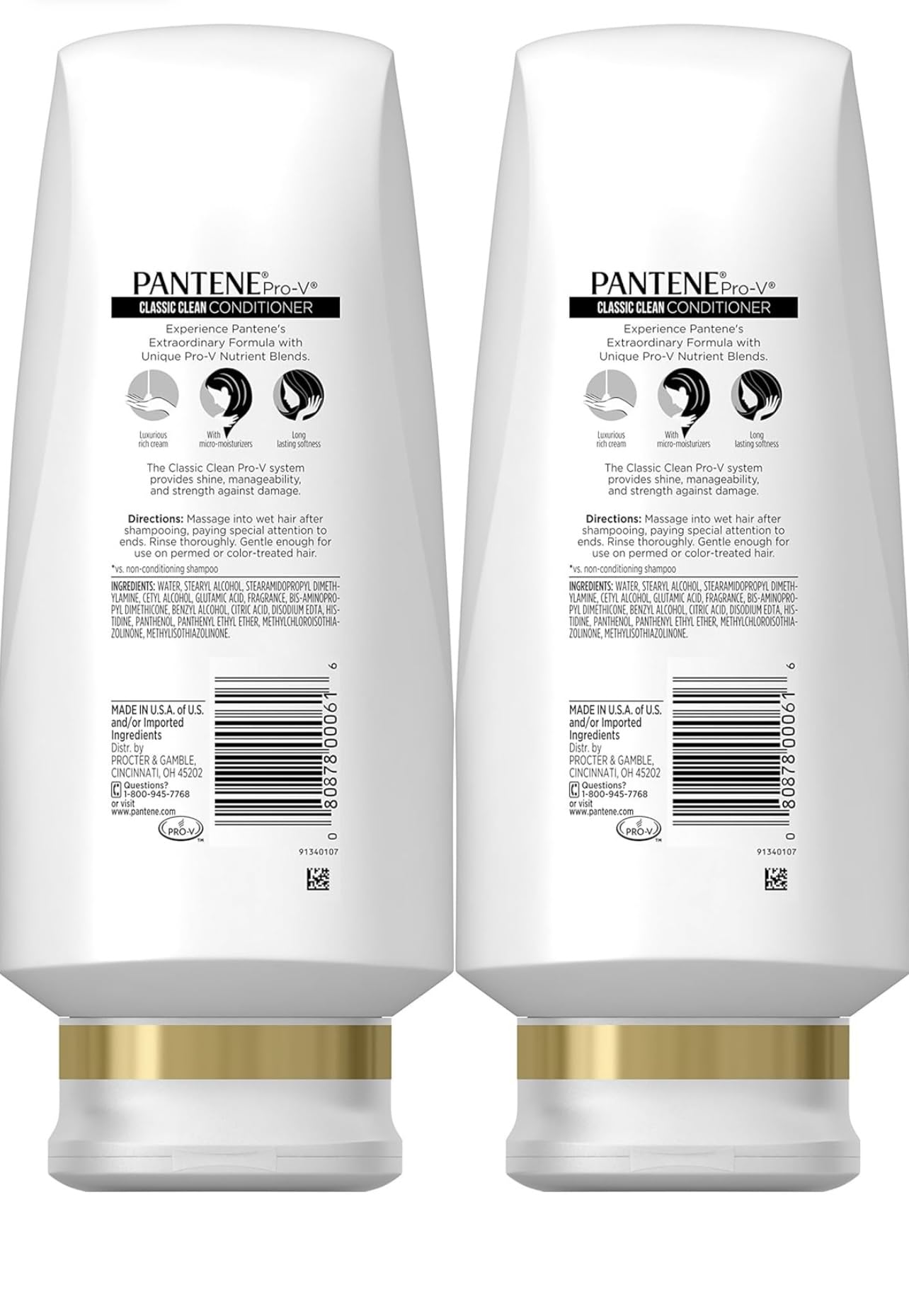 Pantene Classic Clean Conditioner, 24 fl oz, Twin Pack