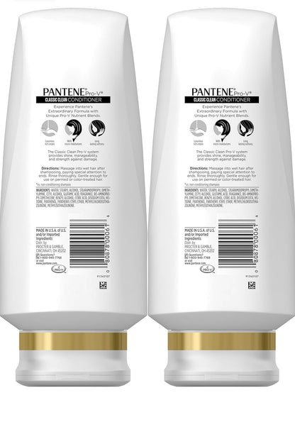 Pantene Classic Clean Conditioner, 24 fl oz, Twin Pack