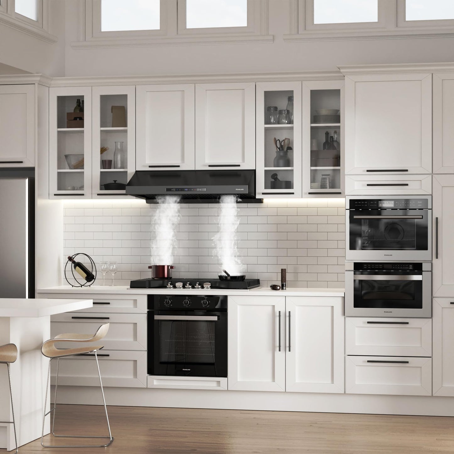 GASLAND Master 36 Inch Under Cabinet Range Hood, Matte Black, 700 CFM for Heavy-Duty Cooking Kitchen Exhaust Fan, 3-speed Powerful Stove Vent Hood 67dB, Three Filters Vent Hood with 5000K LED light