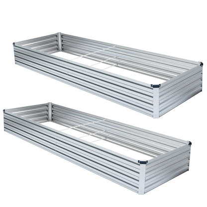 Meberam 2 Pack 6x3x1FT Galvanized Raised Garden Beds Kit Outdoor Metal Gardening Planter Box for Vegetable Elevated Flower Herbs,Silver