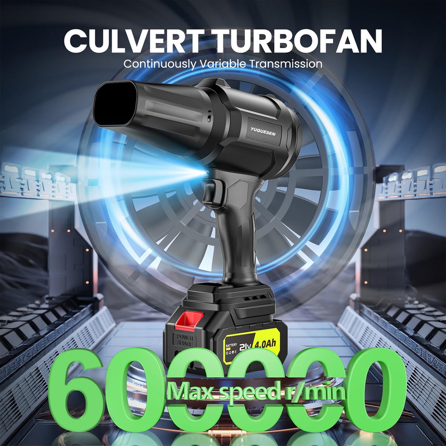 Cordless Leaf Blower, 600000RPM Handheld Leaf Blower with 2 X 4.0Ah Batteries & Charger, Lightweight Leaf Blowers for Patio Cleaning, Lawn Care, Leaves, Dust