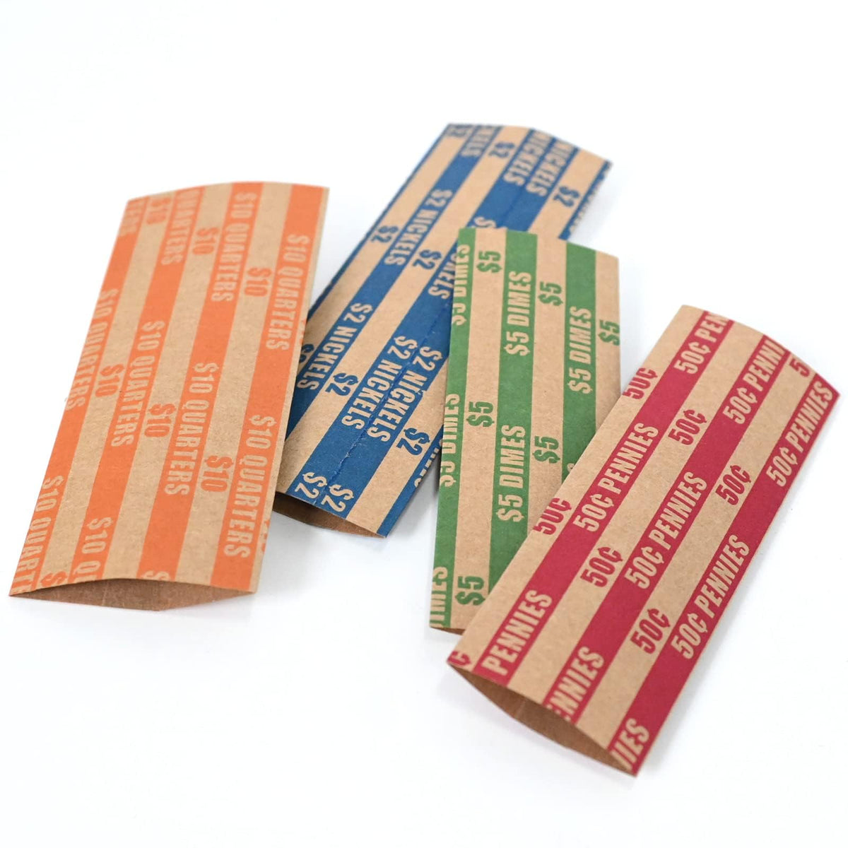 DGBDPACK 125 Assorted Flat Coin Wrappers, 25 Dimes, 25 Nickels, 25 Pennies, 50 Quarters Convenient Pack