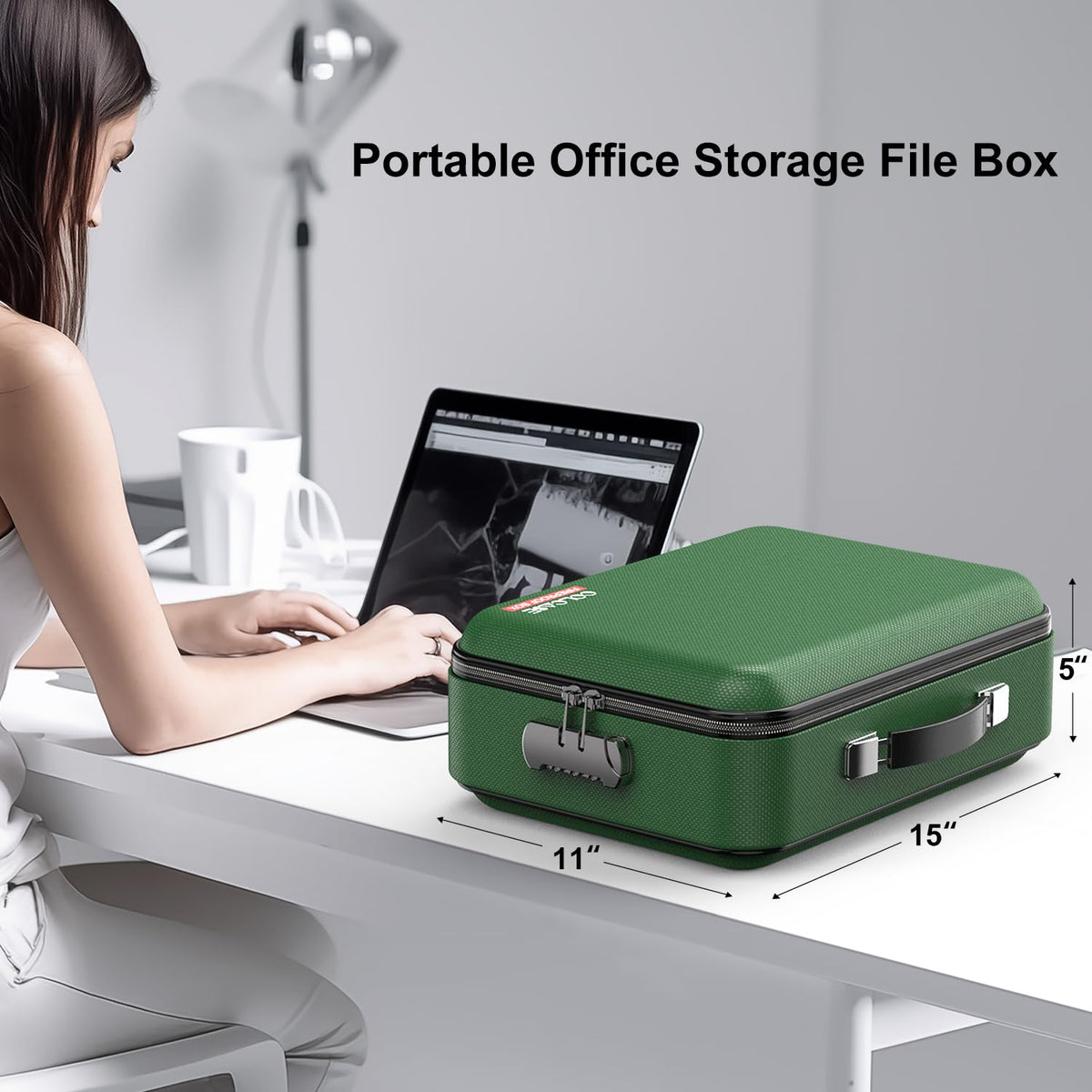 COLCASE Fireproof Document Folder, Hard Case Fireproof Document Box with Lock Hard-Shell Design Fireproof Water Resistant Document Box for Important Documents Certificates Laptop Passports Green