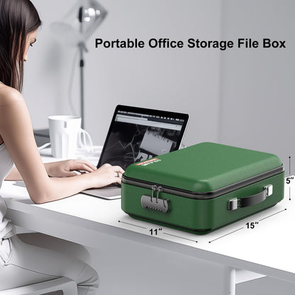 COLCASE Fireproof Document Folder, Hard Case Fireproof Document Box with Lock Hard-Shell Design Fireproof Water Resistant Document Box for Important Documents Certificates Laptop Passports Green