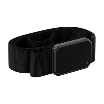 Groove Life Groove Belt Black/Black - Men's Stretch Nylon Belt with Magnetic Aluminum Buckle, Lifetime Coverage - Large (37-40")