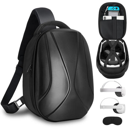 BnLnHOGVR Quest 3 Carrying Case Compitable with Meta Quest 3/Quest 2/Vision Pro VR Headset, Expand Capacity for Elite Head Strap and Controller Accessories, Ultra Unique Design for Comfort Travel