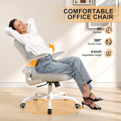 Office Chair, Ergonomic Desk Chairs 330LBS Capacity High Back Mesh Computer Chair with Flip-up Armrests, Comfy Work Chair with Adjustable Lumbar Support
