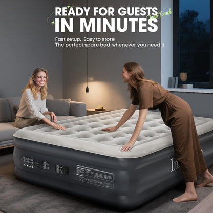 InnoTruth Air Mattress Queen with Built in Pump, Inflatable Blow up Mattress, 18" Raised Colchones Inflables Air Bed for Guests & Home, Ideal for Home Use and Outdoor Camping, 650lb Weight Capacity