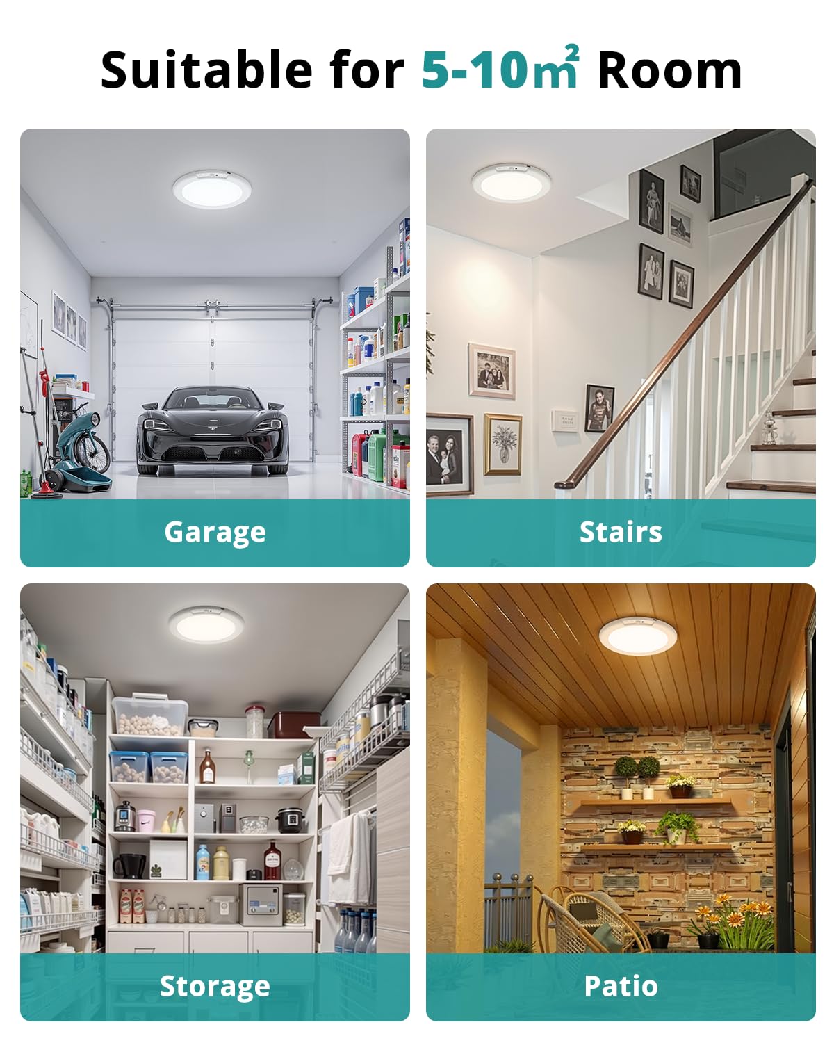 wowatt Battery Operated Ceiling Light Rechargeable Ceiling Lights with Remote Wireless Shower Lighting 3000K 4500K 6500K 7.48in Dimmable Timing Overhead Light for Closet Shower Living Room