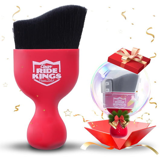 RIDE KINGS Car Detailing Brush,Auto Soft Hair Duster Interior with Curved Dirt Dust Collectors,Automotive Care，Gifts for Men Women(Red)-1pack