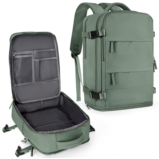 coowoz Travel Backpack For Women Men,Carry On Backpack,Hiking Backpack Waterproof Outdoor Sports Rucksack Casual Daypack Travel Essentials(Olive Green)