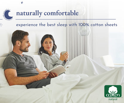 California Design Den 100% Cotton 2-Pack Sheets for King Size Bed, Soft & Durable King Size Deep Pocket Sheet Sets, King Sheet Set with Sateen Weave, Cooling Sheets (White)