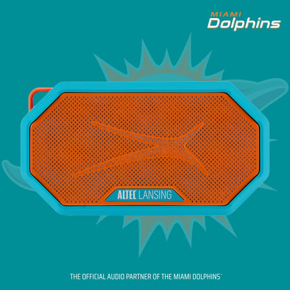 Altec Lansing x Miami Dolphins - Portable Bluetooth Speaker HYDRAMINI 2.0, IP67 Waterproof, 8W Output, 12h Playtime, USB-C Quick Charge, Voice Assistant Integration (Miami Dolphins)