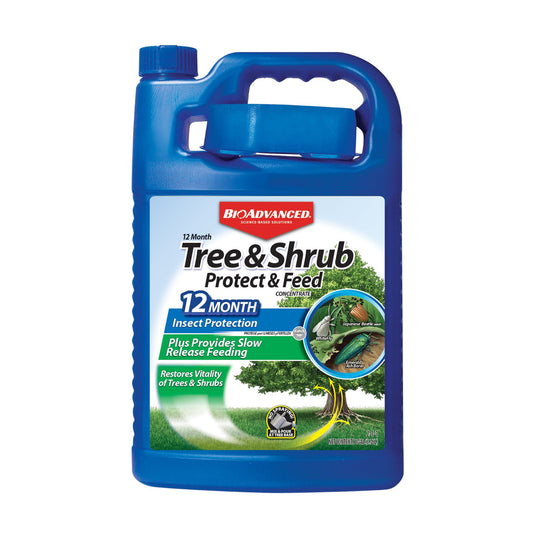 BIOADVANCED 12-Month Tree and Shrub Protect and Feed, Insect Killer and Fertilizer, 1-Gallon, Concentrate 701915A