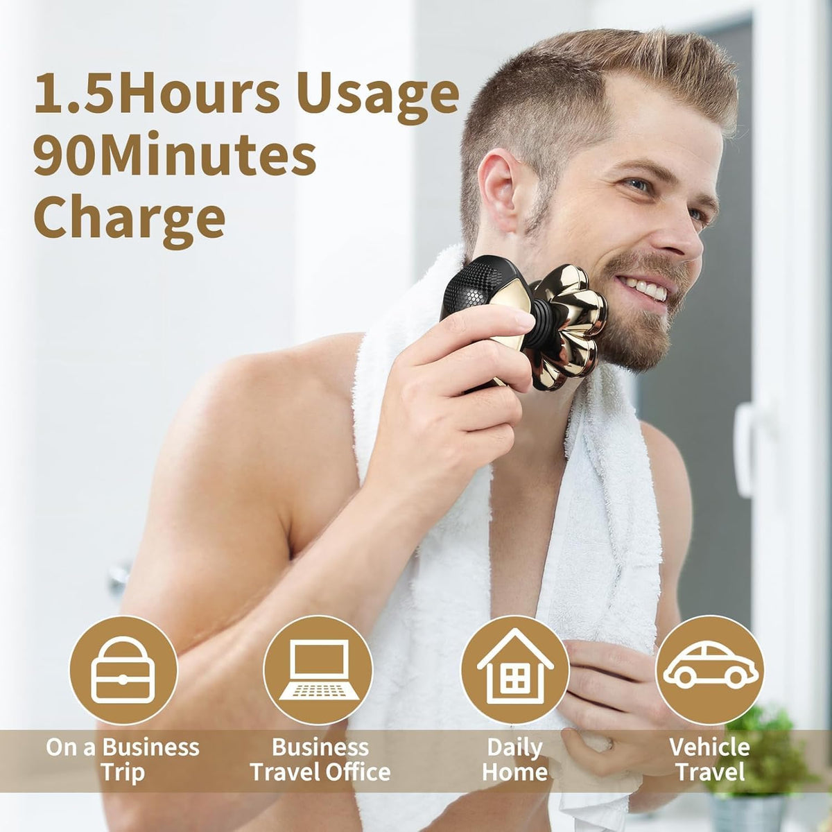 SHPAVVER Head Shavers for Bald Men: 5-in-1 Upgraded Electric Razor - IPX7 Waterproof Shaving Grooming Kit for Balder - Turbo Speed & Precision Blades (Glossy Gold)