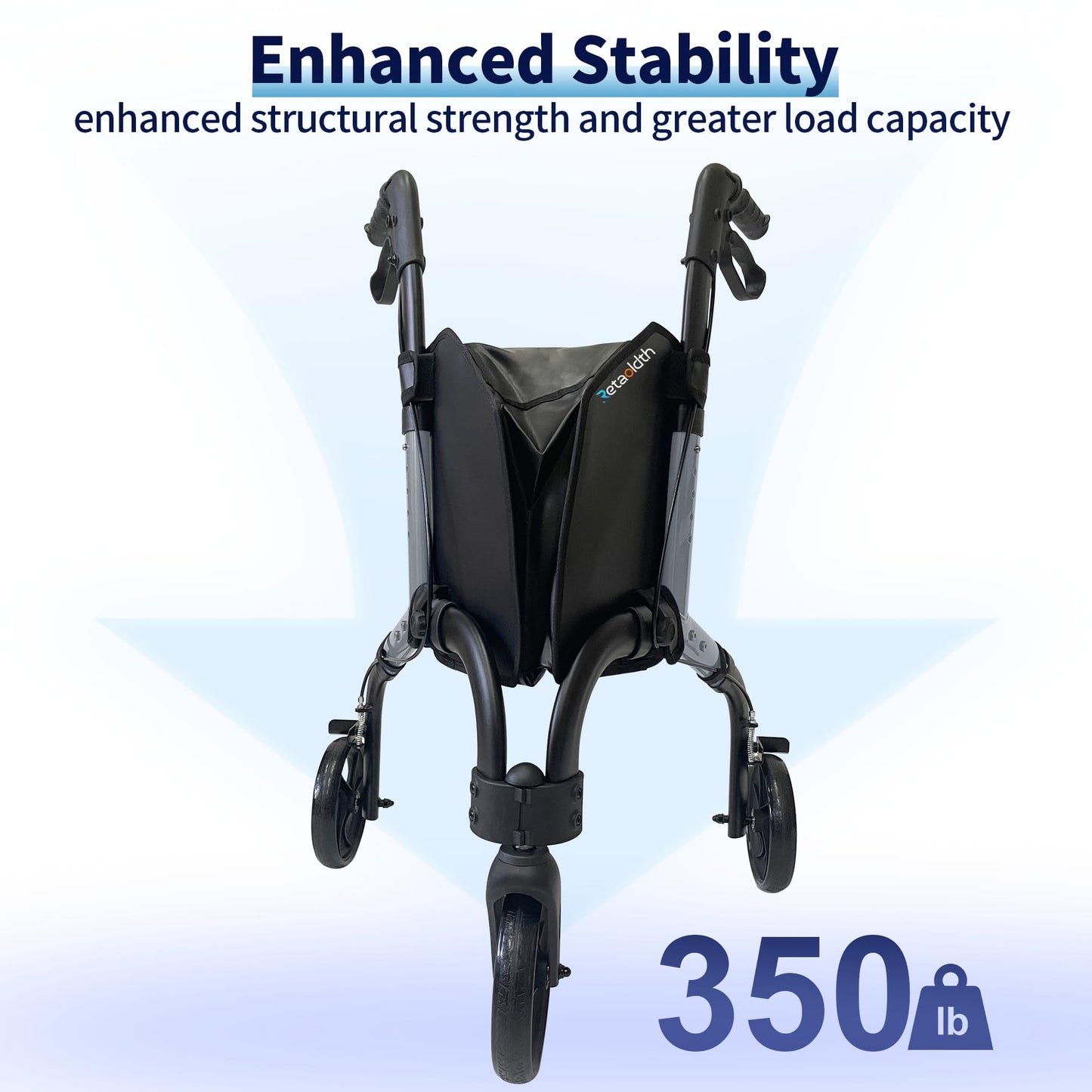 Premium 3 Wheel Rollator Walker for Seniors, Lightweight Foldable Elderly Three Wheeled Rollator with Storage Bag, Aluminum Mobility Aid Rolling Walker