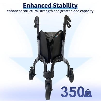 Premium 3 Wheel Rollator Walker for Seniors, Lightweight Foldable Elderly Three Wheeled Rollator with Storage Bag, Aluminum Mobility Aid Rolling Walker