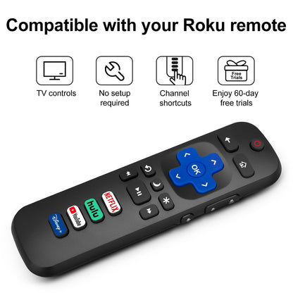 (Pack of 2) Replacement Remote Control Only for Roku TV, Compatible for TCL Roku/Hisense Roku/Onn Roku/Sharp Roku/Element Roku/Westinghouse Roku/Philips Roku Smart TVs (Not for Roku Stick and Box)