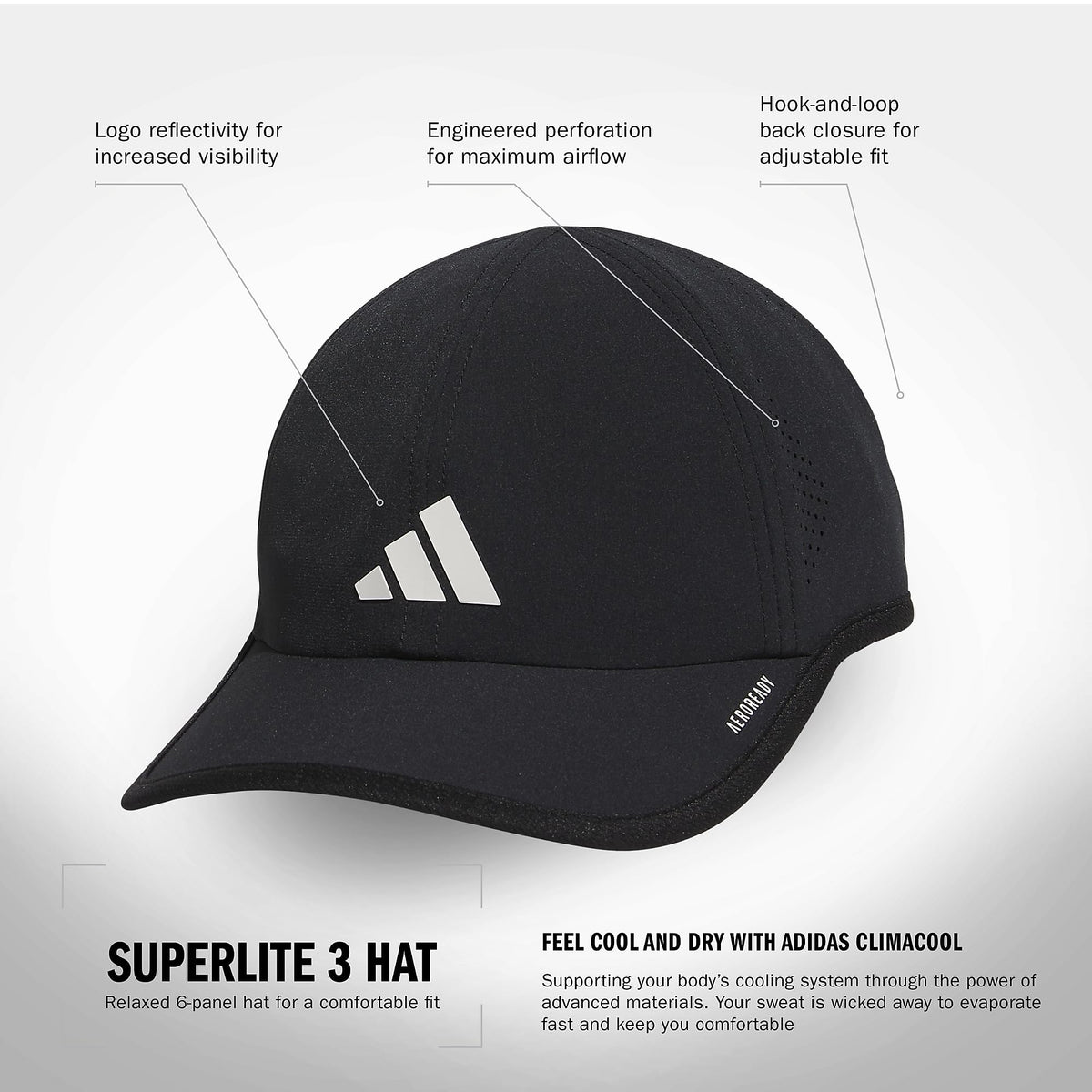 Adidas Mens Superlite Hat – Lightweight Athletic Running Cap for Workouts