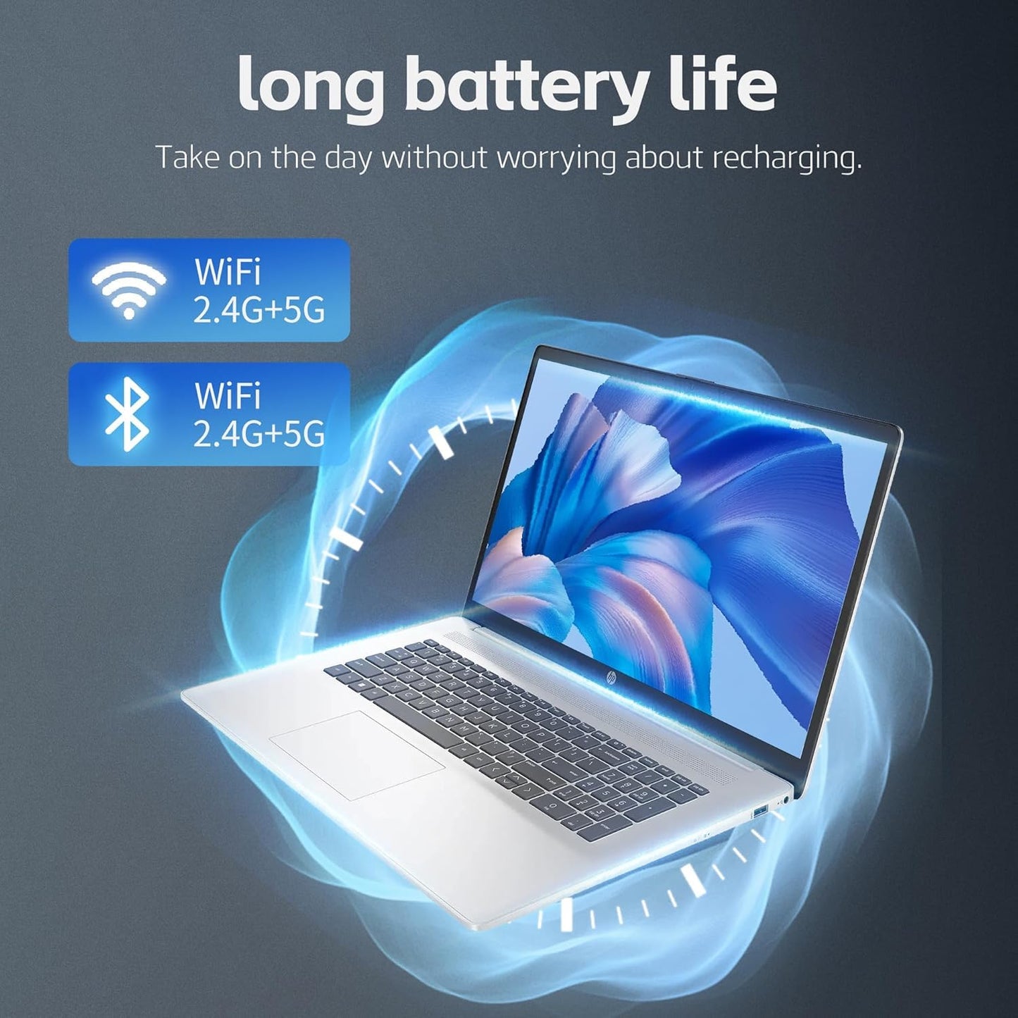 HP 17.3 inch Laptop with Lifetime Office 365 for The Web, Intel 13th 8 Cores i3 CPU (Beat 11th i5), 16GB RAM, 256GB PCIe SSD Storage, 10 Key Number Pad, Windows 11, No Mouse