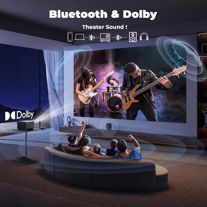 Projector with WiFi and Bluetooth: [1800 ANSI/Ai Auto Focus/800+ Apps/Compatible with Netflix] Outdoor-Projector 4K Support 1080P Smart Live TV Movie Lisowod L03Pro Projector for Home Theater