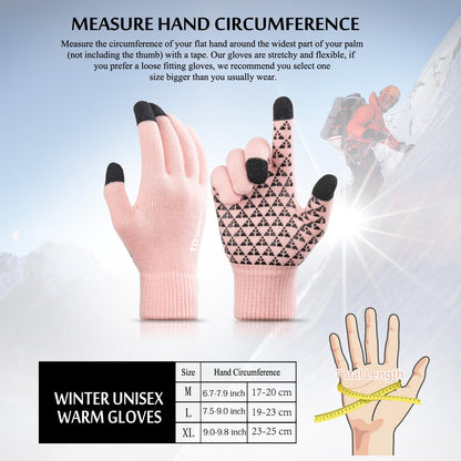 TRENDOUX Winter Gloves for Men Women - Upgraded Touch Screen Cold Weather Thermal Warm Knit Glove for Running Driving Hiking (Pink M)