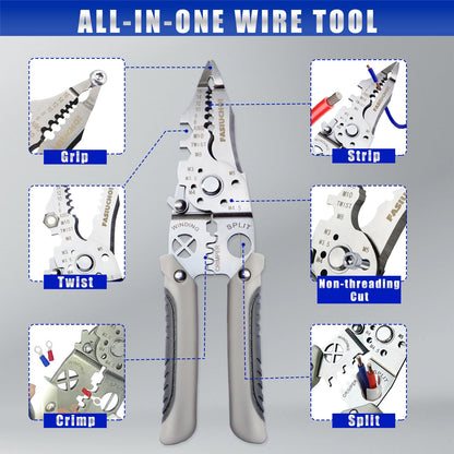Multi-function Wire Stripper Tool Electrical, 9-in-1 Wire Cutter & Wire Crimping Tool, Adjustable AWG 6-16, Comfortable Grip and Refined Craftsmanship