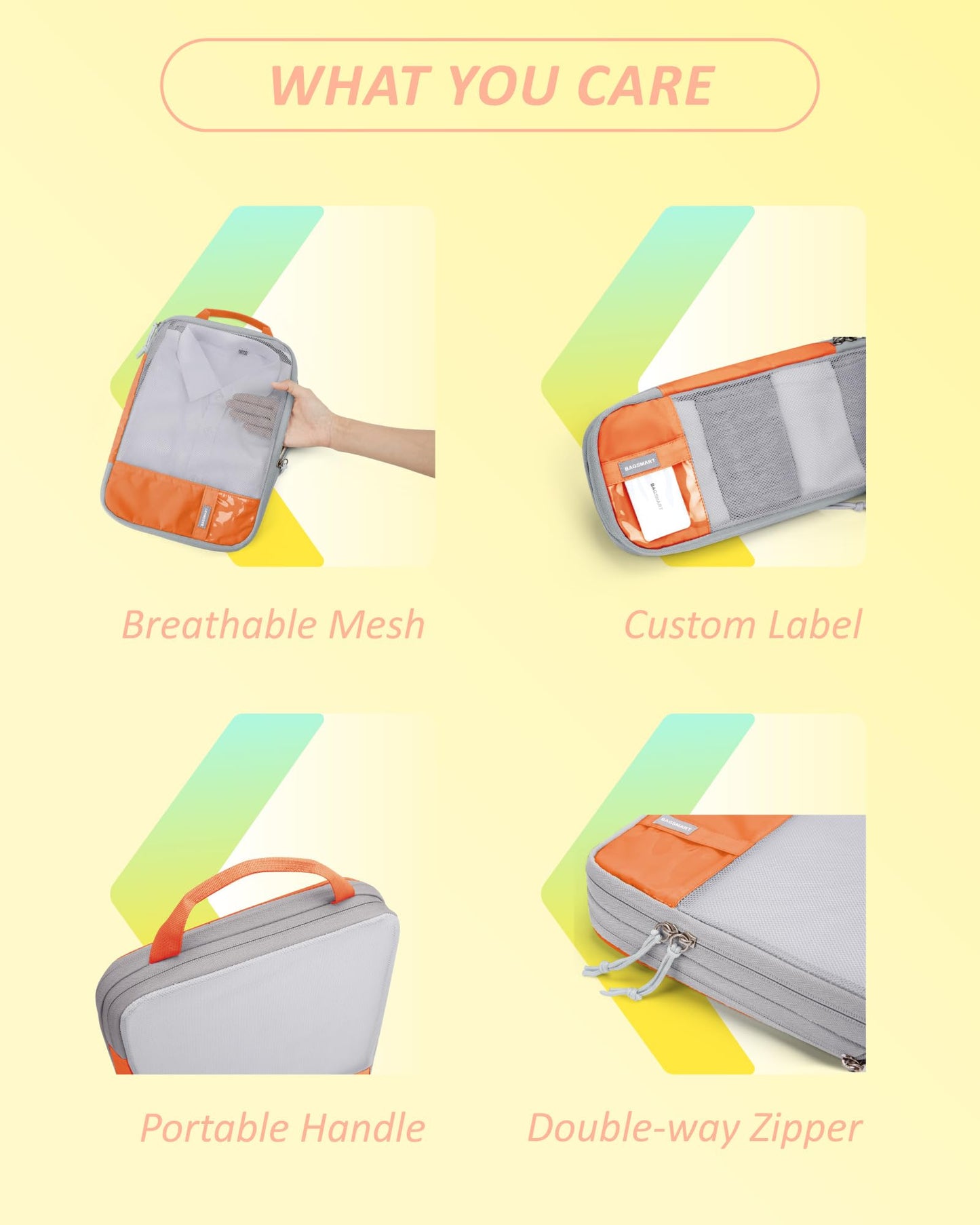 BAGSMART 6 Set Compression Packing Cubes for Travel, Lightweight Vacation Travel Essentials, Travel Accessories for Suitcase Organizer Bags Set, Durable Luggage Organizer Travel Bags