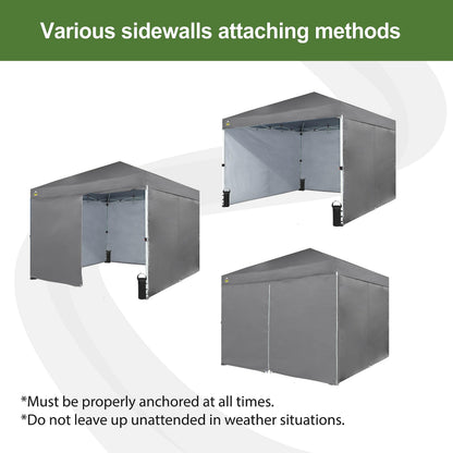 CROWN SHADES 10X10 Comercial Instant Canopy Pop Up Tent with Center Lock (10x10 with 4 Sidewalls, Grey)