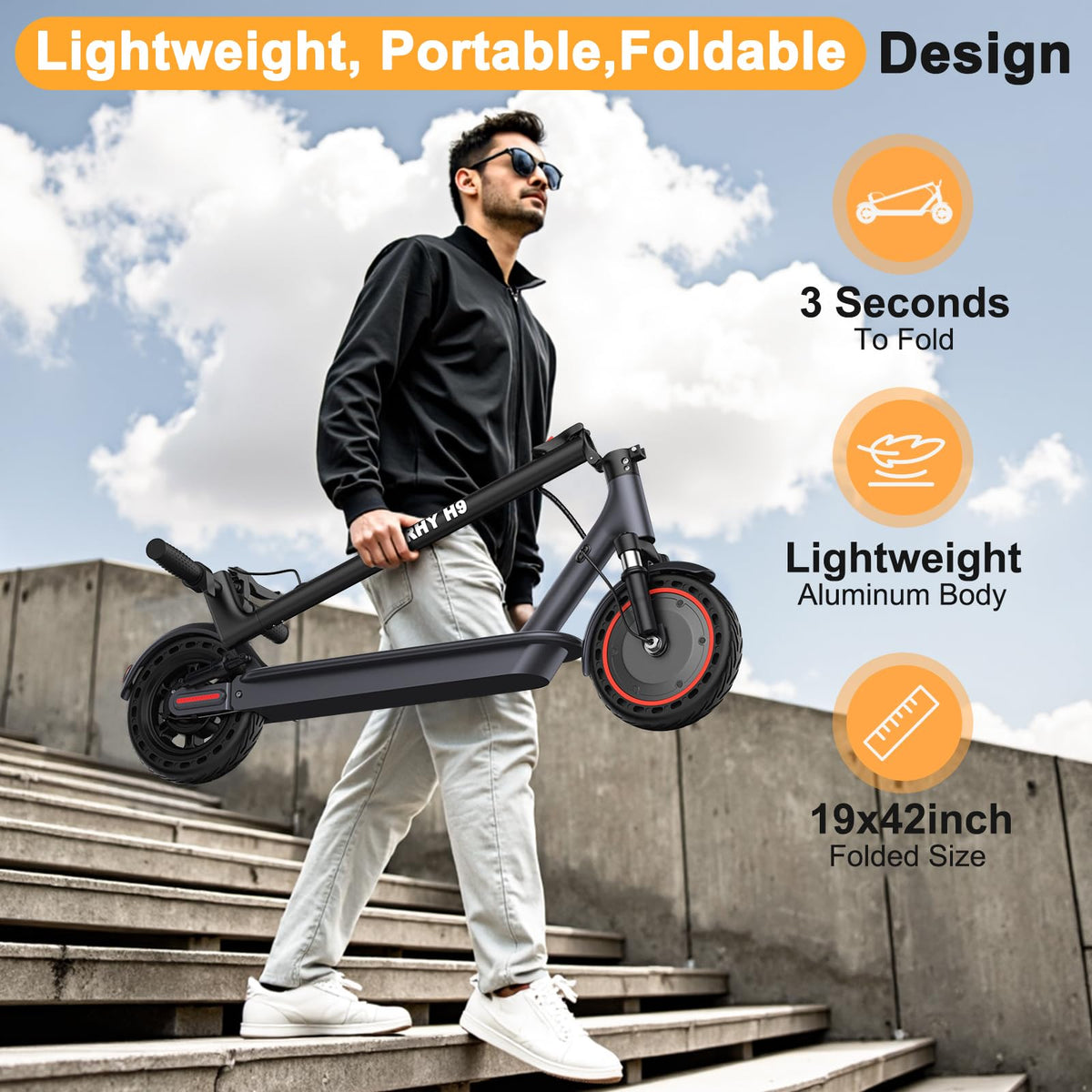Electric Scooter, 20//22/27 Miles Long Range, 8.5"/10"/14" Tire, Powerful 350/500W Motor, Top Speed 19/22 MPH, Folding Escooter for Adults & Teens with Dual Braking (22Mph-500W-10''-Suspension)