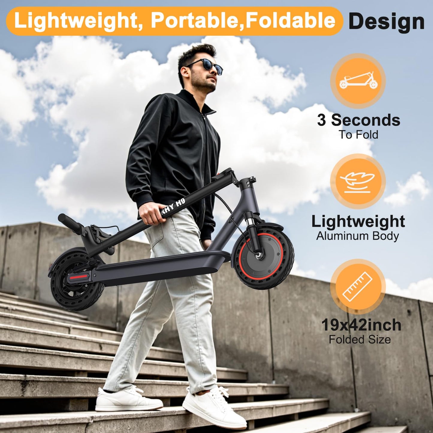 WERHY 8.5''/10'' Electric Scooter, 350W/500W Motor, Top Speed 19/22 mph, Max 28/23/16Miles Ranges, Foldable E Scooter for Adults
