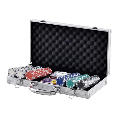 VEVOR Poker Set, 300-Piece Complete Poker Playing Game Set for Texas Hold'em, Blackjack, Gambling, Poker Chip Set with Aluminum Carrying Case, 11.5 Gram Casino Chips, Cards, Buttons and Dices