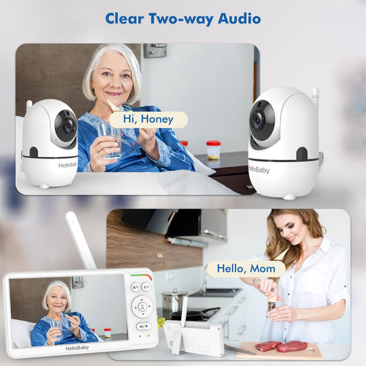HelloBaby Baby Monitor 6" World First IPS Screen 30H Battery, Secure No WiFi, Pan Tilt Video Camera with Night Vision, VOX, 2-Way Talk, 1000ft, Portable Video Audio Monitor Ideal for Mom, Elderly, Pet