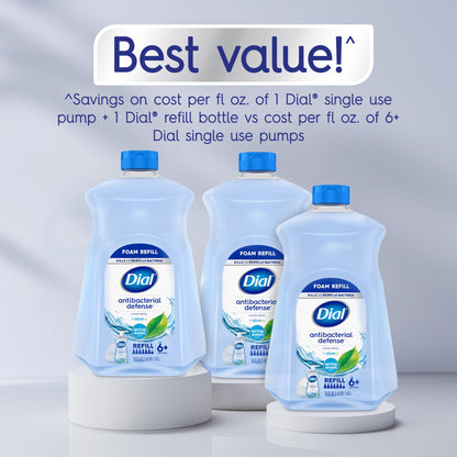Dial Antibacterial Defense Foaming Hand Soap + Aloe, Spring Water Scent, 52 Fl Oz Hand Soap Refill, Dermatologist-Tested, Gentle on Skin