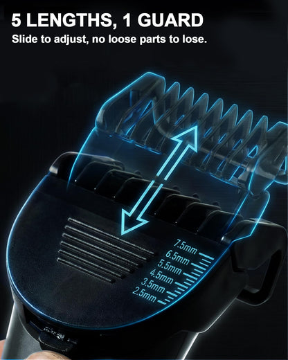 Body Trimmer for Men - Groin & Ball Shaver with Charging Dock - Constant Power No-Pull Electric Pubic Hair Clipper - 5-in-1 Guard Waterproof Body Groomer with LED Light, for Groin, Armpit & Body