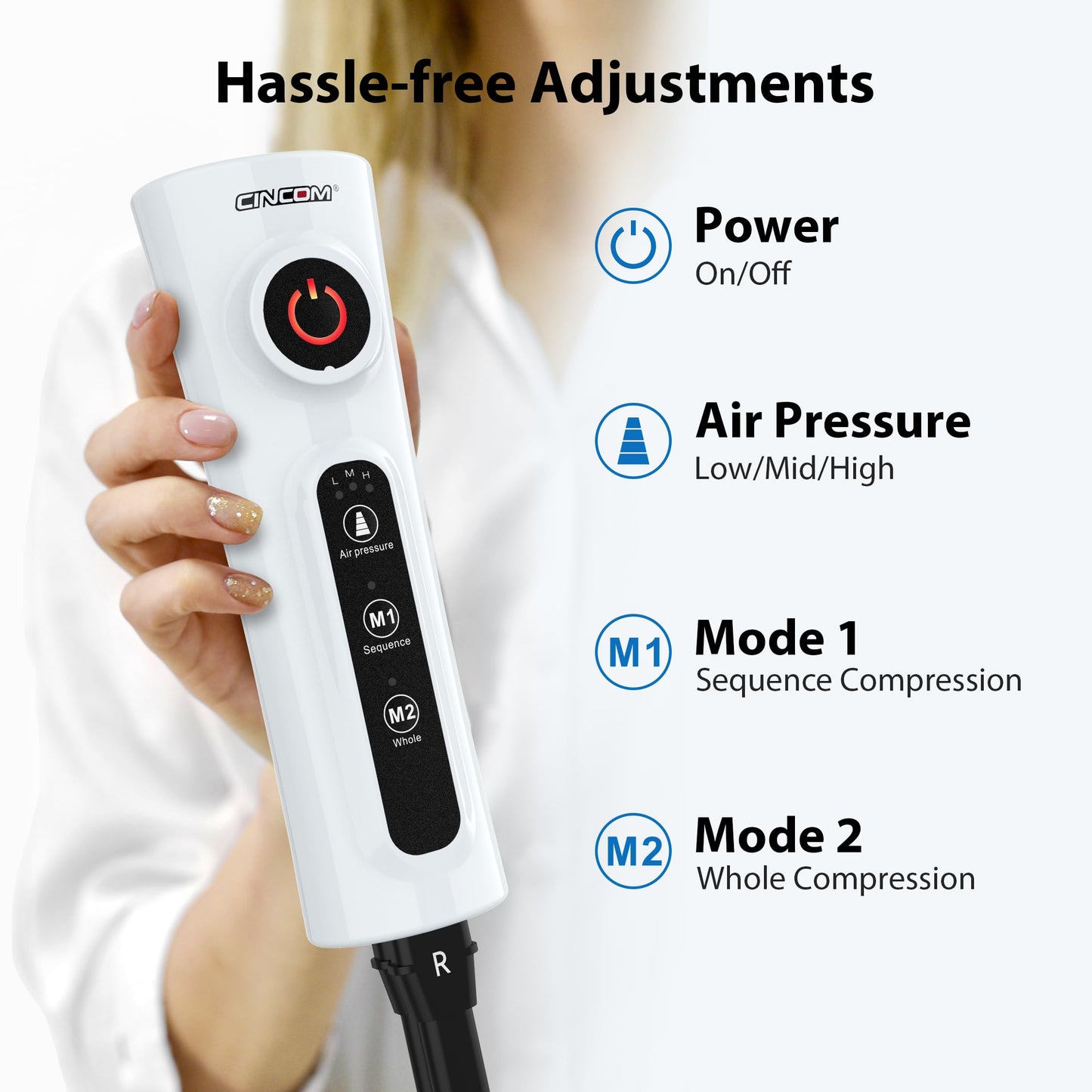 CINCOM Leg Massager for Circulation and Pain Relief, Air Compression Calf Foot Massagers Helpful for Relaxation, Gifts for Mom and Dad (with 2 Extensions)
