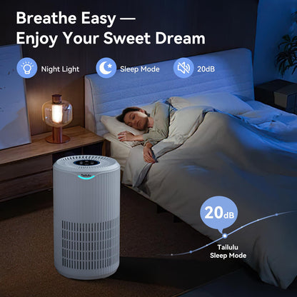 Air Purifiers for Home Large Room Up to 1680 Ft², Tailulu H13 HEPA Air Filter Cleaner, 360° Air Intake & Outlet,Smoke Dust Pollen,15dB Sleep Mode Air Purifiers for Bedroom Living Room, Kitchen, Office
