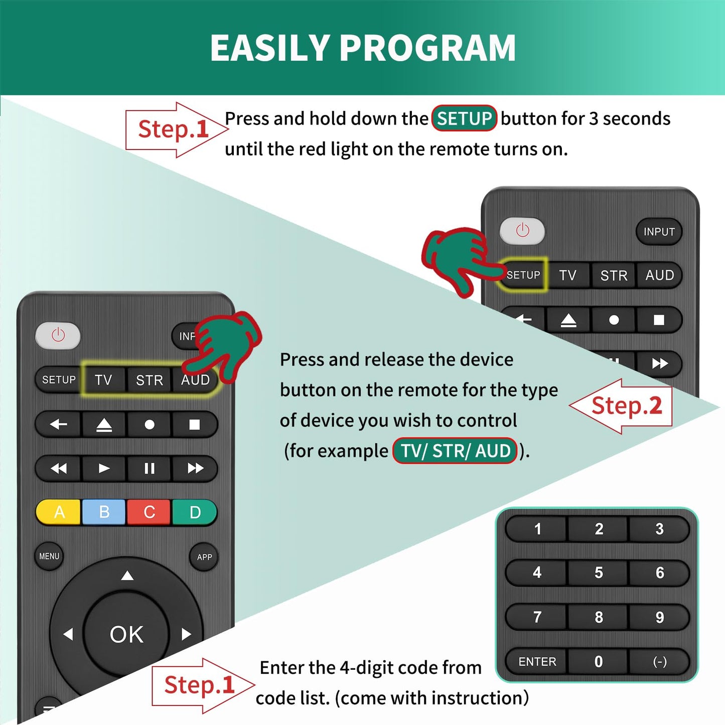 Universal TV Remote Control for Samsung,Hisense,LG,TCL,Philips,Sony,Insignia,Toshiba,Vizio Smart TVs and More Brand,(Compatible with Streaming Players,DVD/Blu-ray Players and Sound Bar Audio)