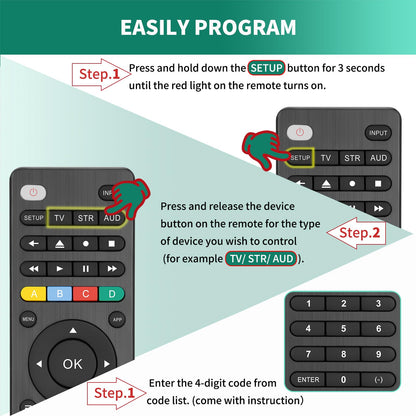 Universal TV Remote Control for Samsung,Hisense,LG,TCL,Philips,Sony,Insignia,Toshiba,Vizio Smart TVs and More Brand,(Compatible with Streaming Players,DVD/Blu-ray Players and Sound Bar Audio)