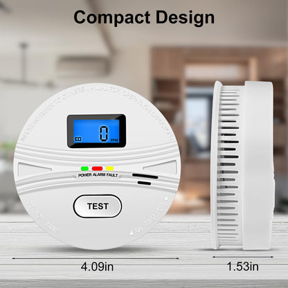 2 Pack Smoke and Carbon Monoxide Detector,Smoke Detector Carbon Monoxide Detector Combo with Batteries,Fire Alarm Smoke Detector with Test Button and Digital Display