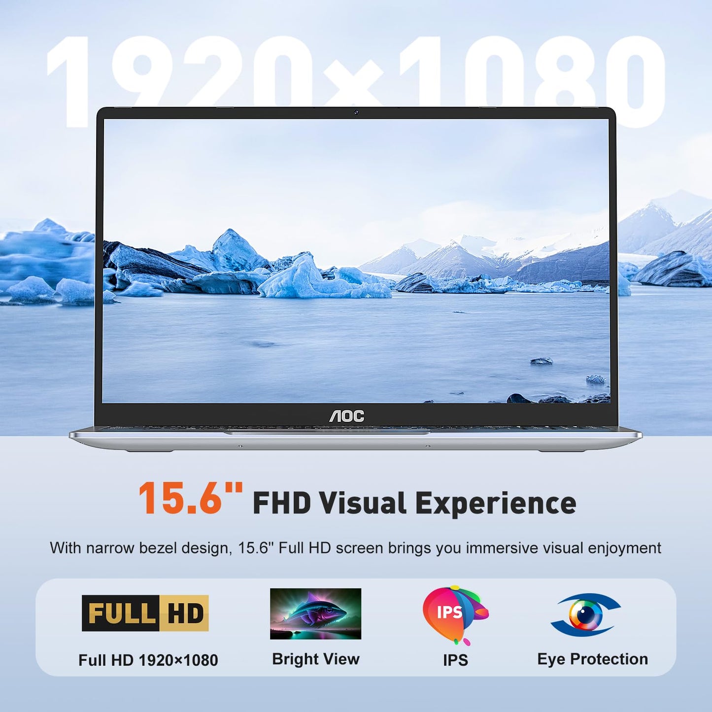 AOC Laptop Computer 16GB RAM 512GB SSD Work Laptops 15.6 Inch FHD Screen Premium Laptop (Up to 3.6GHz) Windows 11 Laptop Computer, Light&Thin, Metal Shell, Webcam, Type-C, USB3.2
