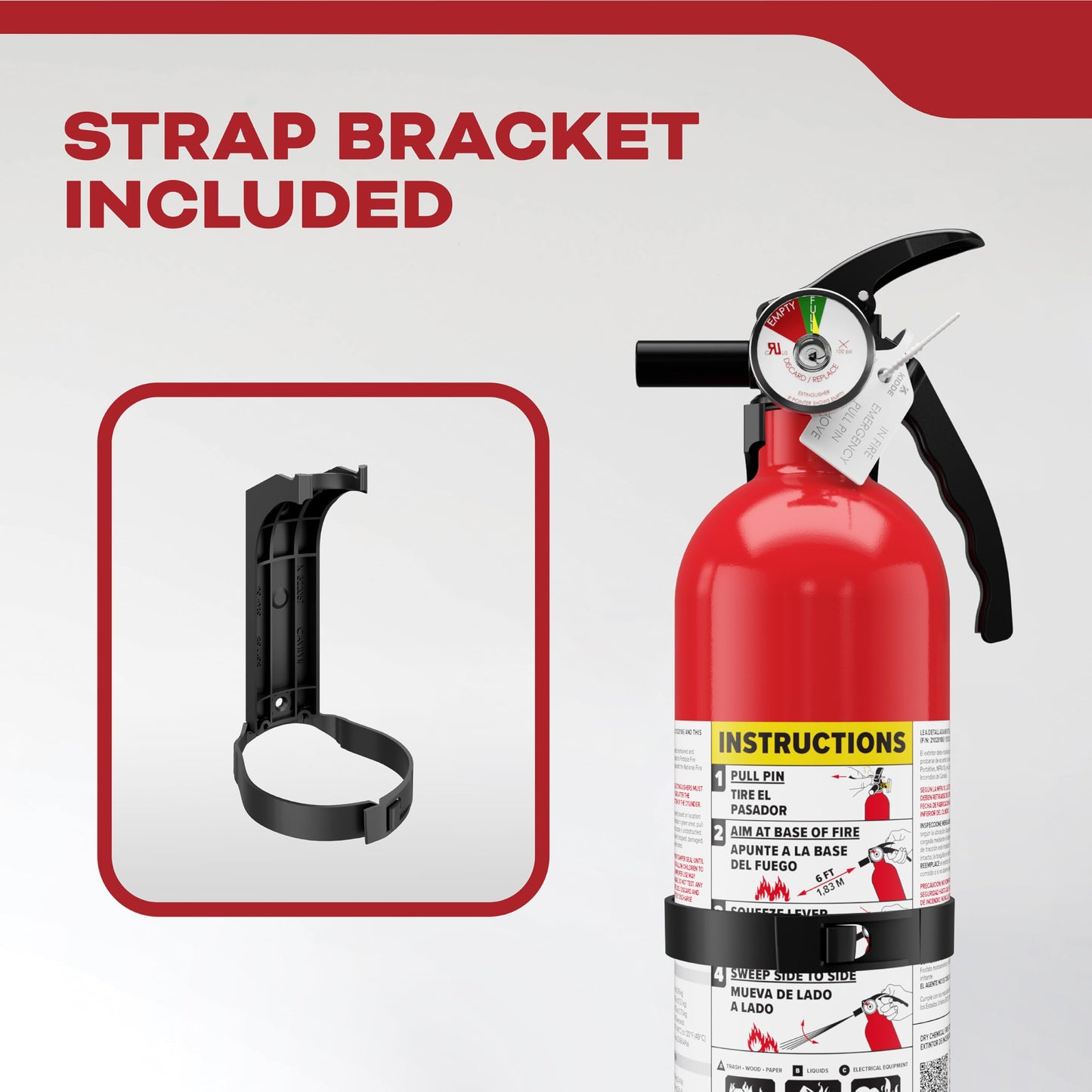 Kidde FA110 Multi Purpose Fire Extinguisher 1A10BC, 1 Pack, red